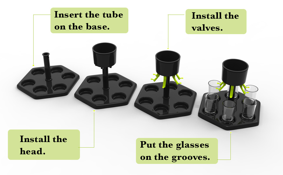 BD390V, how to assemble the 6 shot glass dispenser and holder